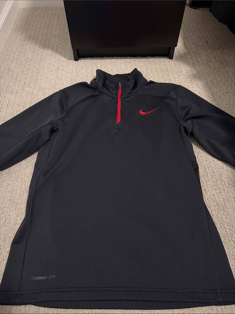 Nike Black Men's Quarter-Zip Pullover with Red Accents